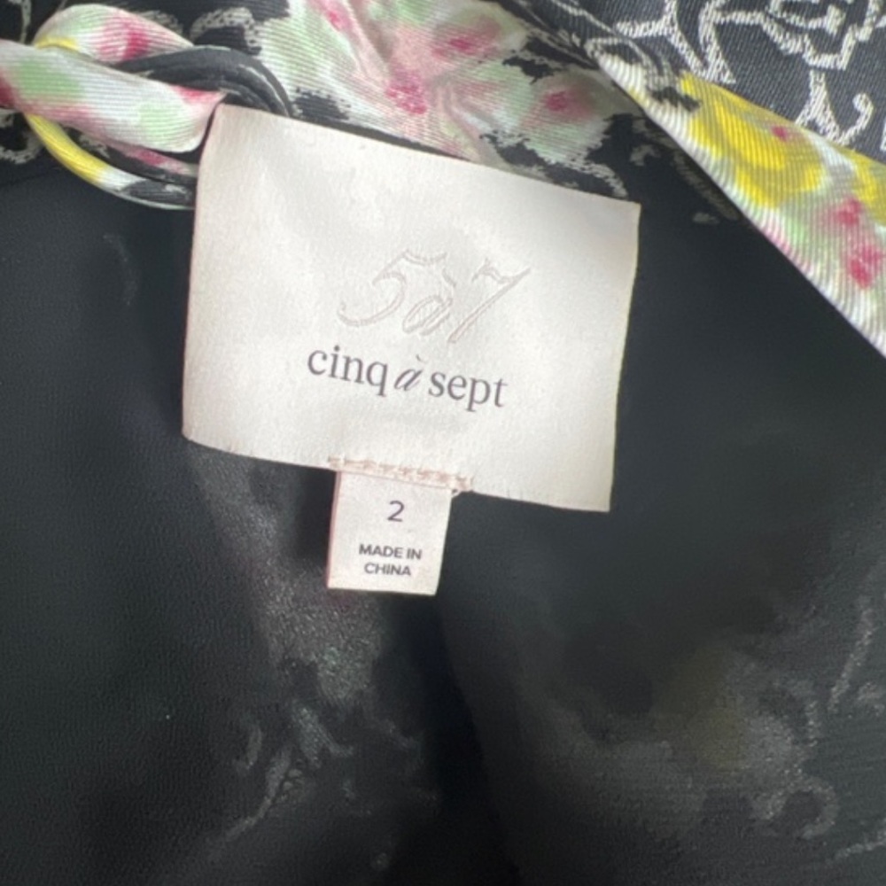 ❤️ CINQ A SEPT WOMENS MIXED PRINT DOUBLE V MIDI DRESS NWOT - Picture 13 of 13